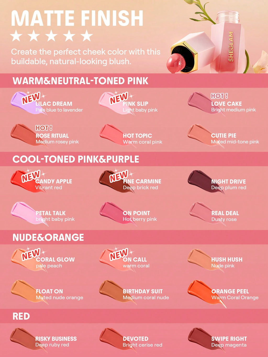 Sheglam Color Bloom Liquid Blush Matte Finish-Love Cake 'Love Cake'