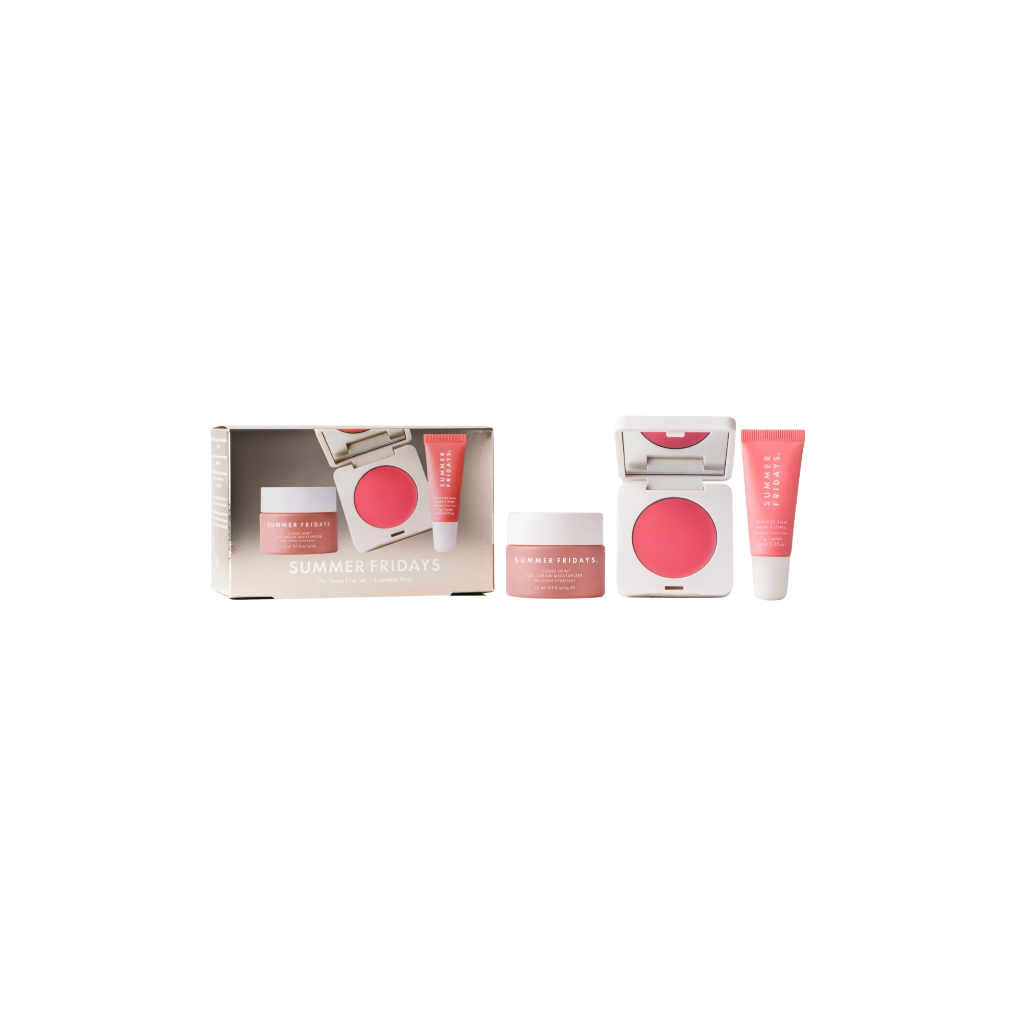 Summer Fridays The Dewy Pink Set with mini Lip Butter Balm in Pink Sugar
