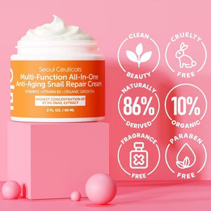 Seoul Ceuticals Korean Skin Care Multi-Function All-In-One Anti-Aging Snail Repair Cream