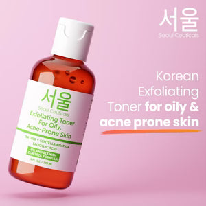 Seoul Ceuticals Korean Skin Care Exfoliating Toner for Oily, Acne-Prone Skin