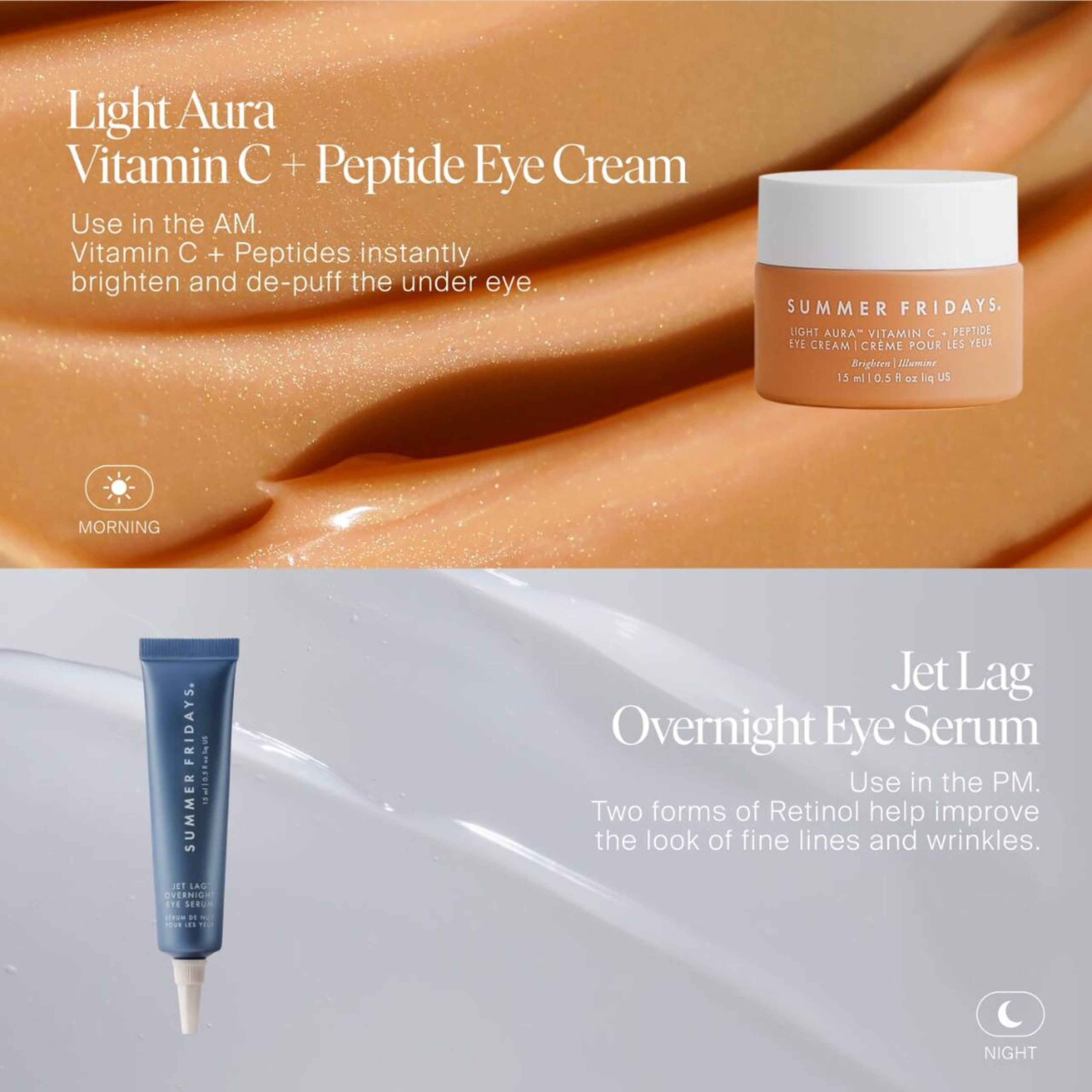Summer Fridays Jet Lag Overnight Eye Serum for Fine Lines & Wrinkles with Gentle Retinol Blend
