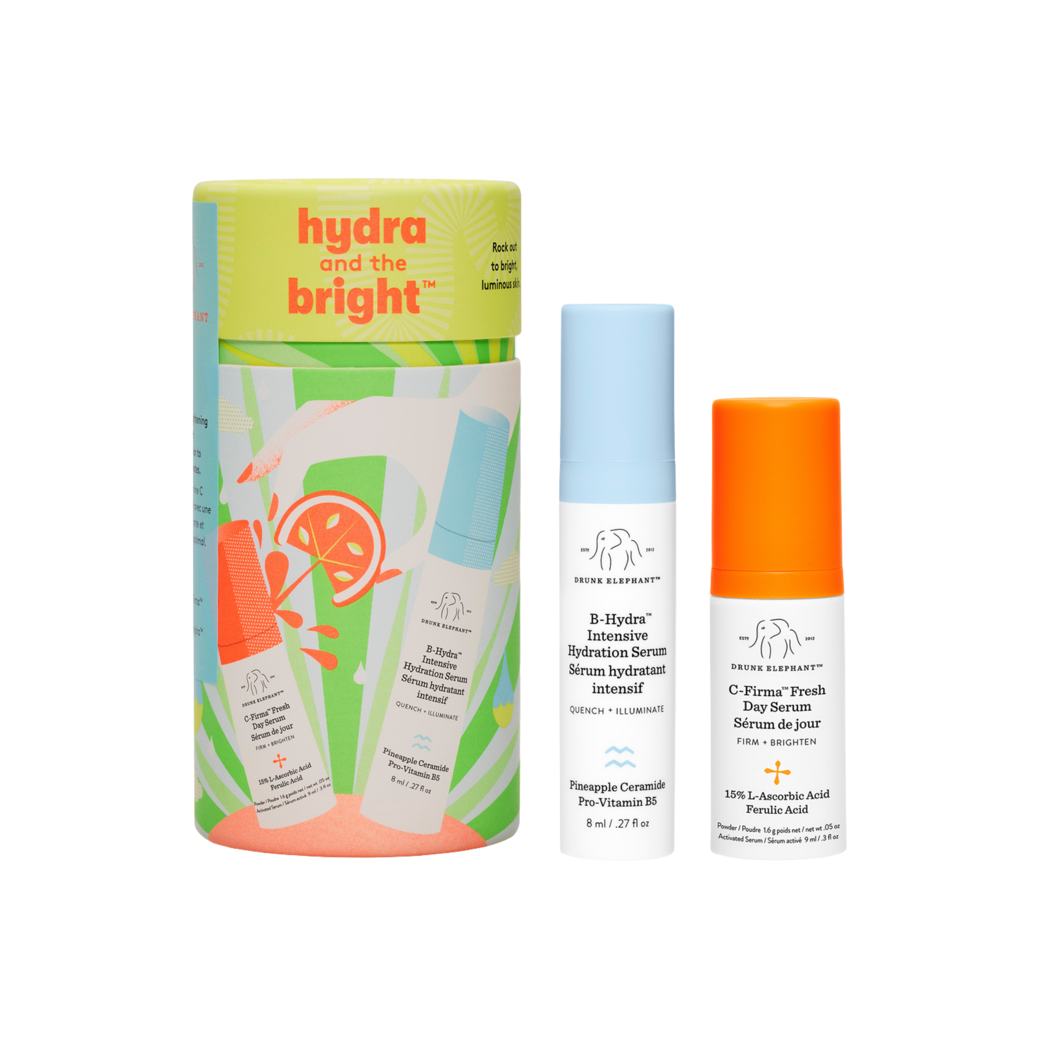 Drunk Elephant Hydra and the Bright Travel Size Duo
