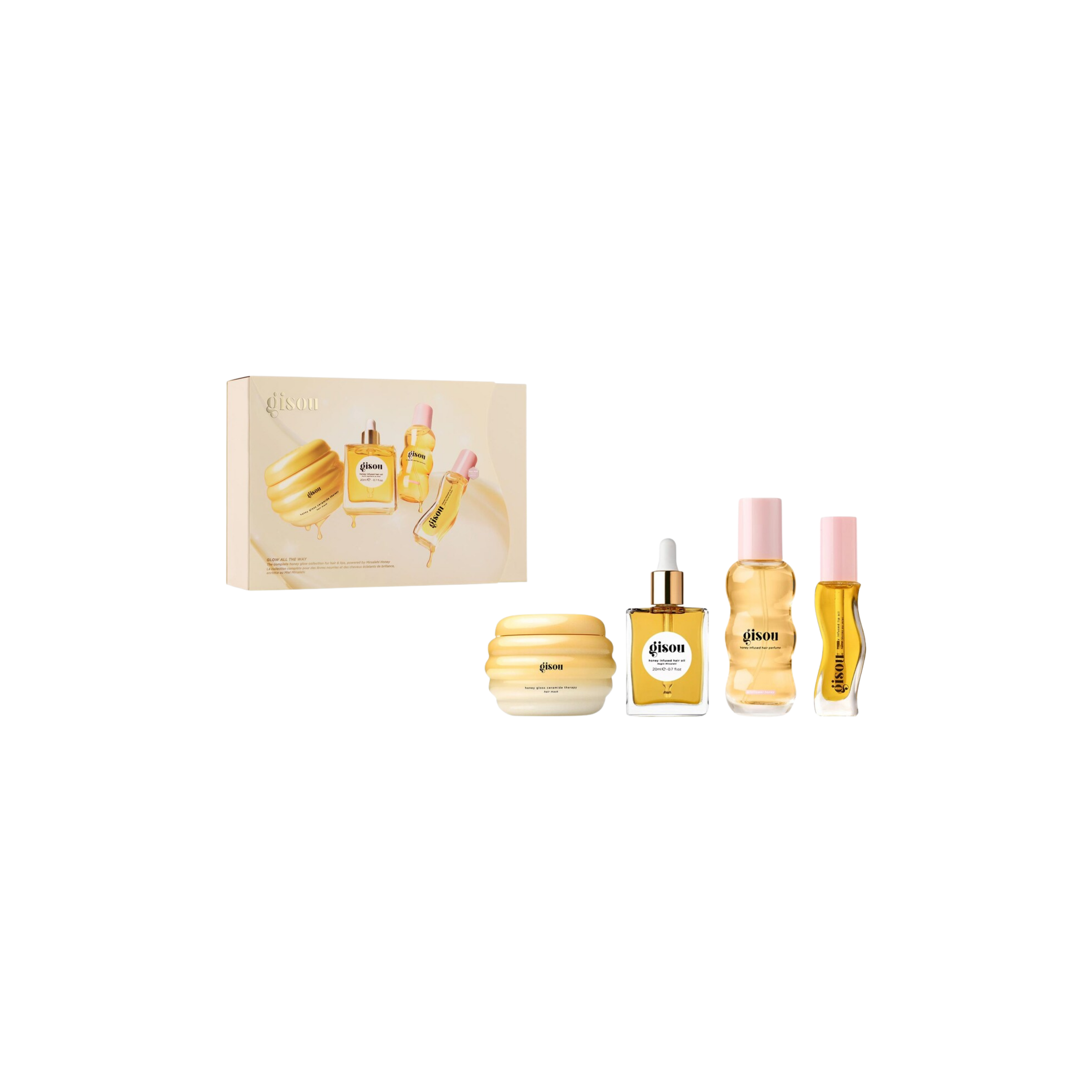 Gisou Glow All The Way Hair and Lip Gift Set
