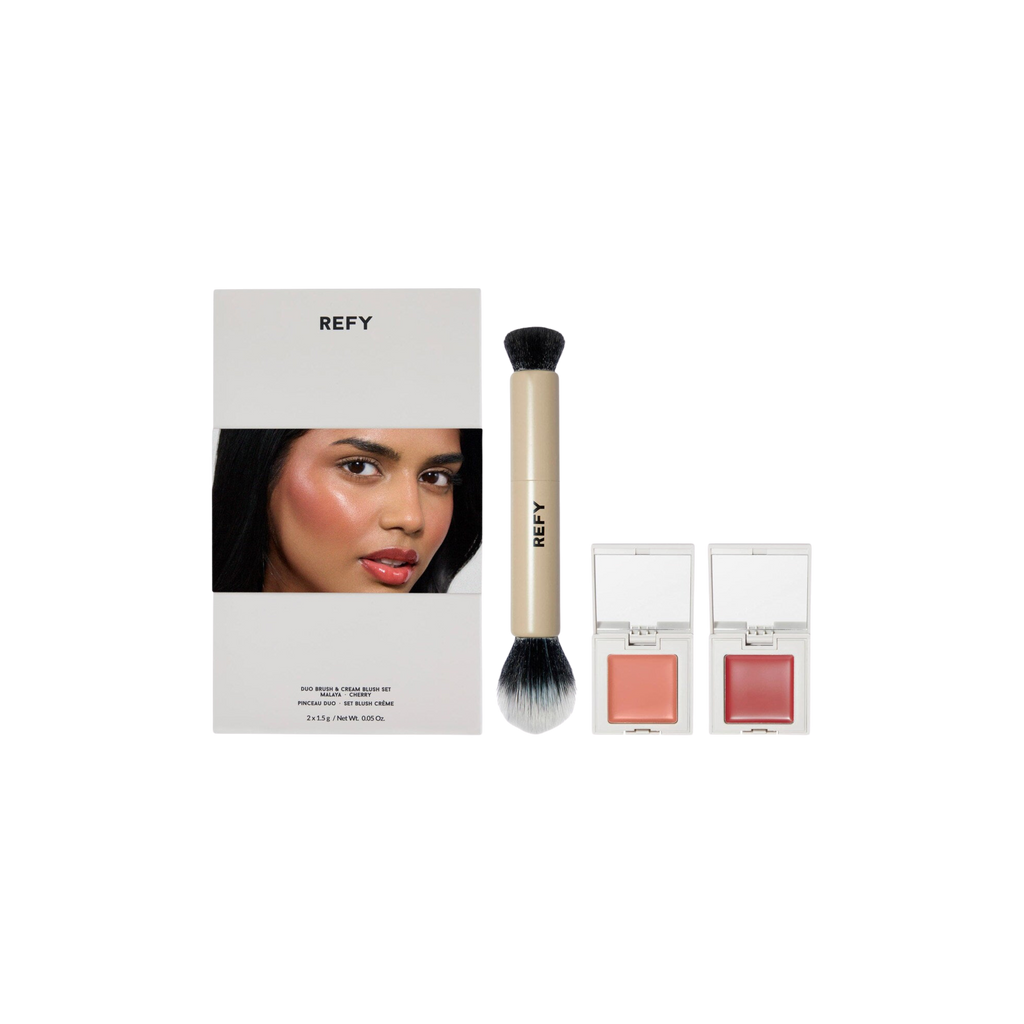 REFY Cream Blush Duo with Duo Face Brush Gift Set