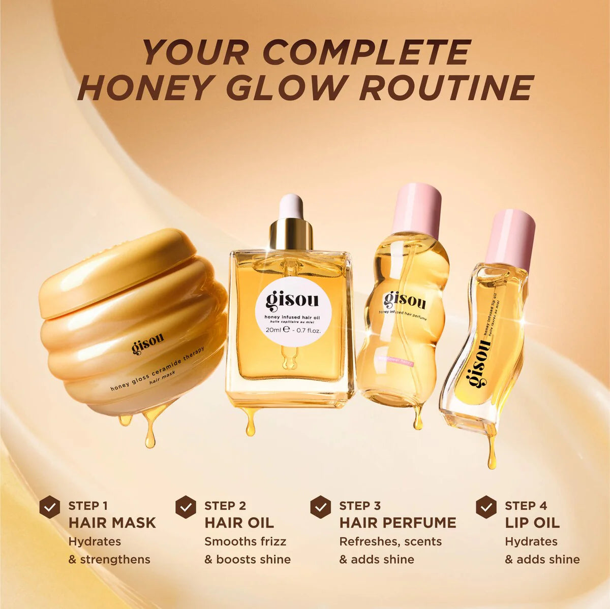 Gisou Glow All The Way Hair and Lip Gift Set