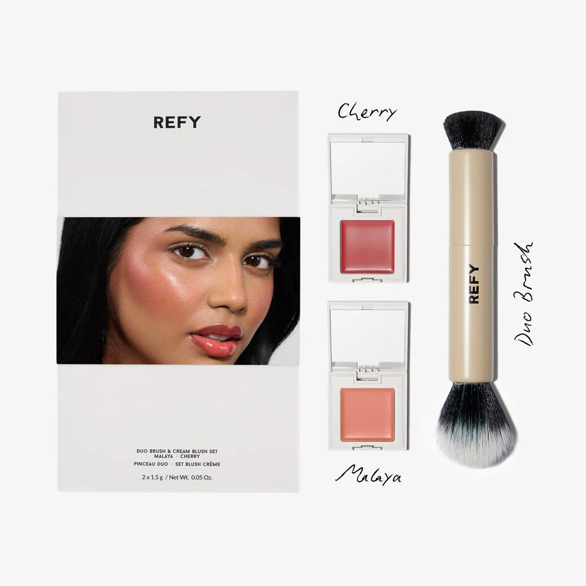 REFY Cream Blush Duo with Duo Face Brush Gift Set